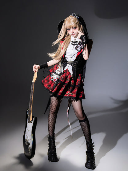 Rock Punk Plaid Skirt Jacket Set YOU0303