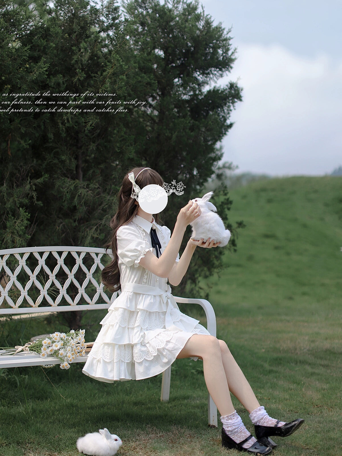 Frill Style White Sweet Dress HUT0084