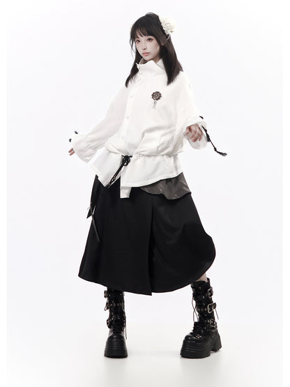 Chinese Style Asymmetric Button Tassel Coat PIN0057