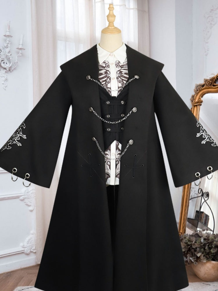 Black Long Cape Coat CHE0038