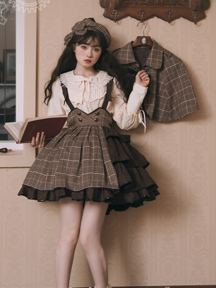 Side Open Suspender Skirt & Lolita Shirt SWE0009