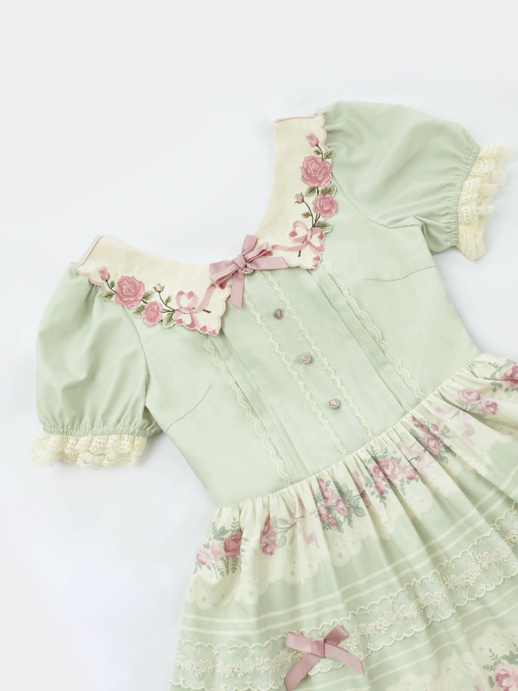 Flower Garden Green Lolita Princess Dress WIT0008