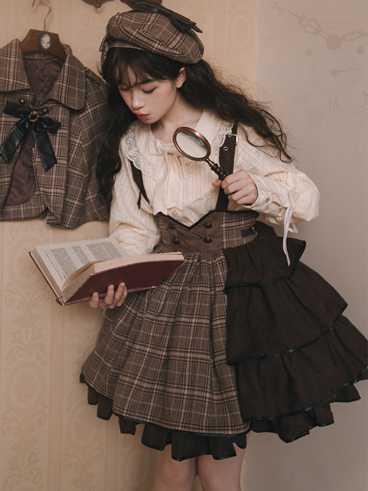 Side Open Suspender Skirt & Lolita Shirt SWE0009