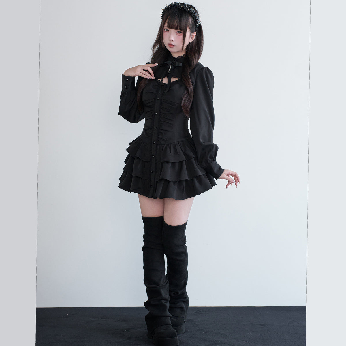 Gothic Lace-Up Ruffle Dress NOG0025