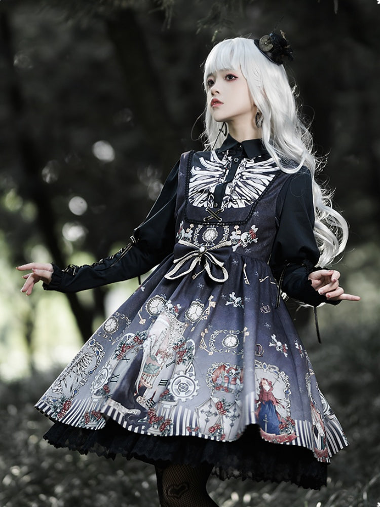 White & Black Twin Pair Gothic Lolita Dress CHE0025