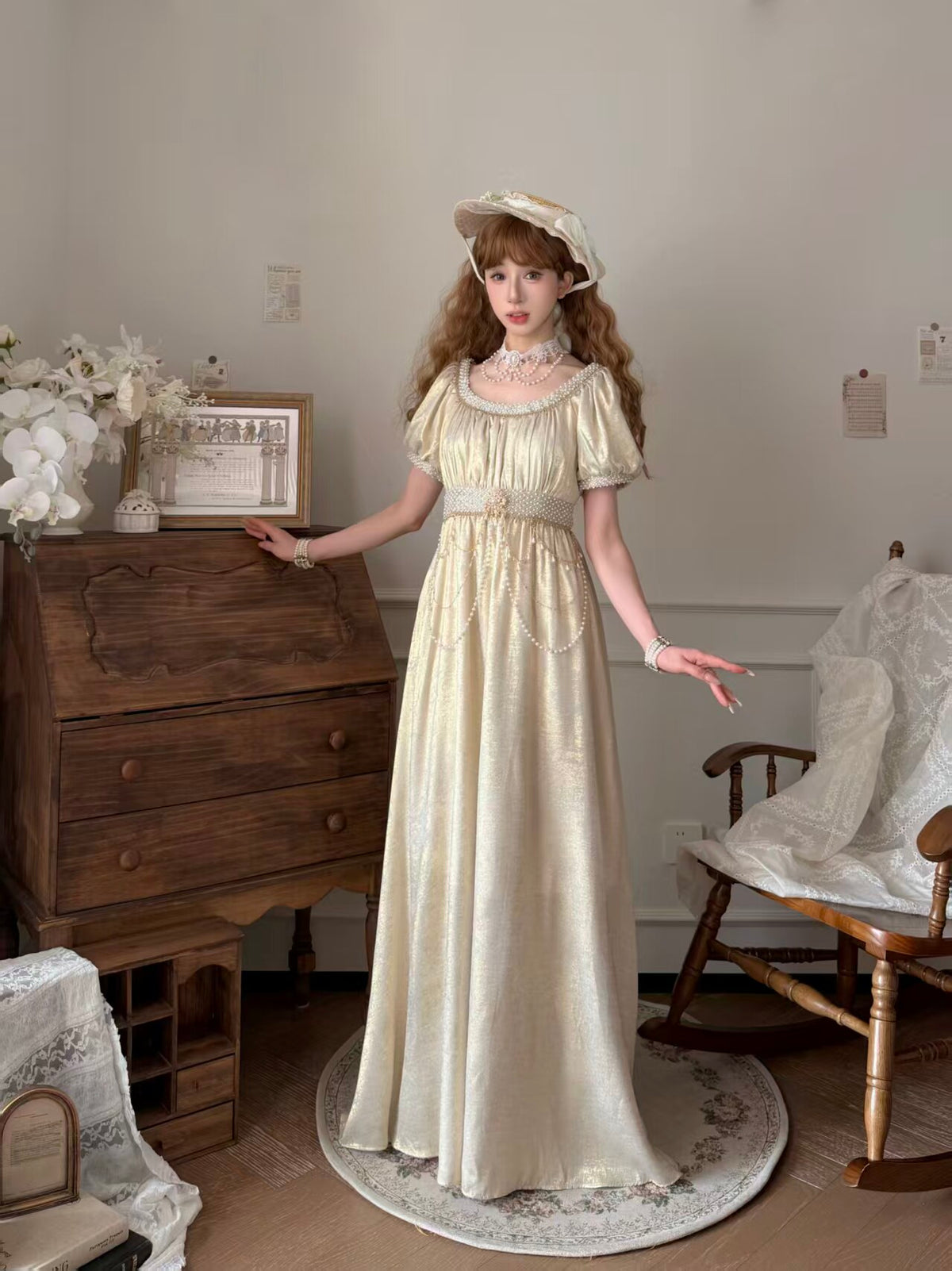 Vintage Beaded French Court Lolita Gown ONE0021