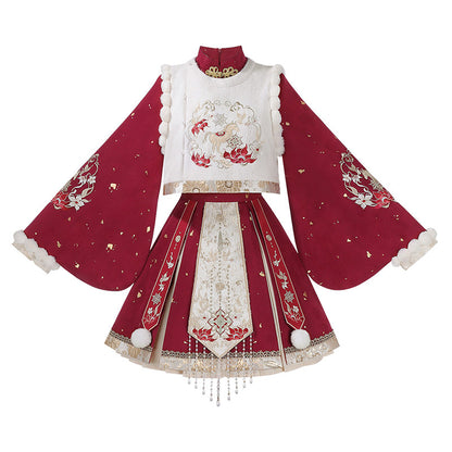 Embroidered Chinese Style Vest And Dress Set YOU0226