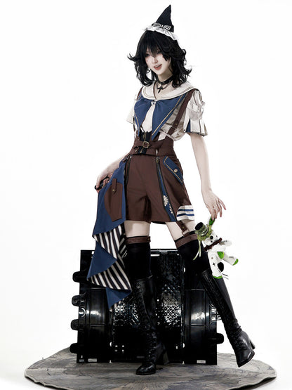 Sailor Collar Steampunk 3-Piece Overall Set YOU0293