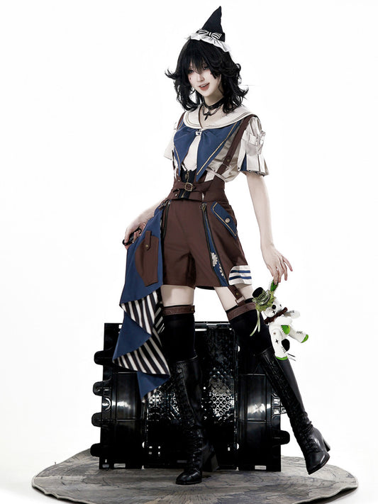 Sailor Collar Steampunk 3-Piece Overall Set YOU0293