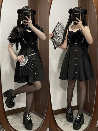 Lace Short Cardigan Short Sleeve Camisole Dress BOX0021