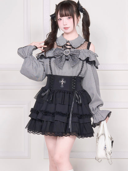 Off Shoulder Cross Corset Blouse NOG0038