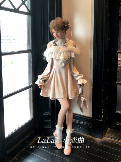 Elegant Ruffle Collar Off-Shoulder Dress LAL0159