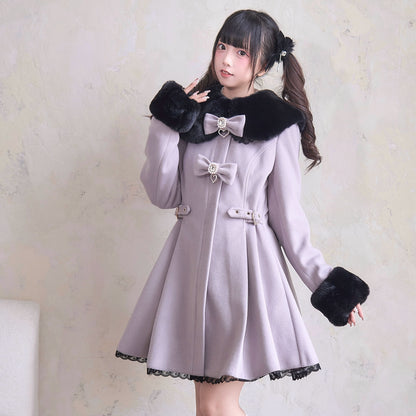 Sweet Fur Flare Double Ribbon Coat NOG0011