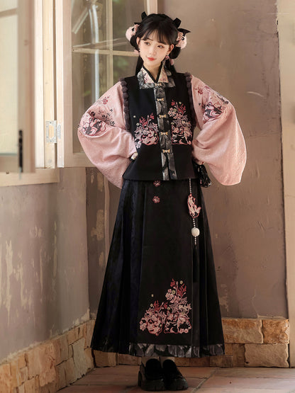 Chinese Style Floral Embroidered Skirt Set YOU0321