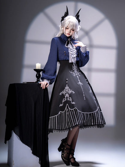 Gothic Lolita Skeleton Embroidered Jacket Dress Set YOU0268