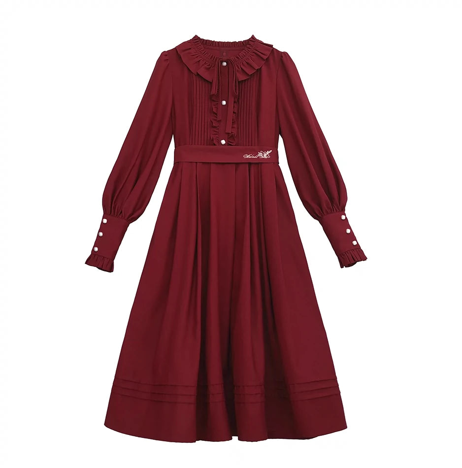 Retro Elegant Red Dress & Coat HUT0081