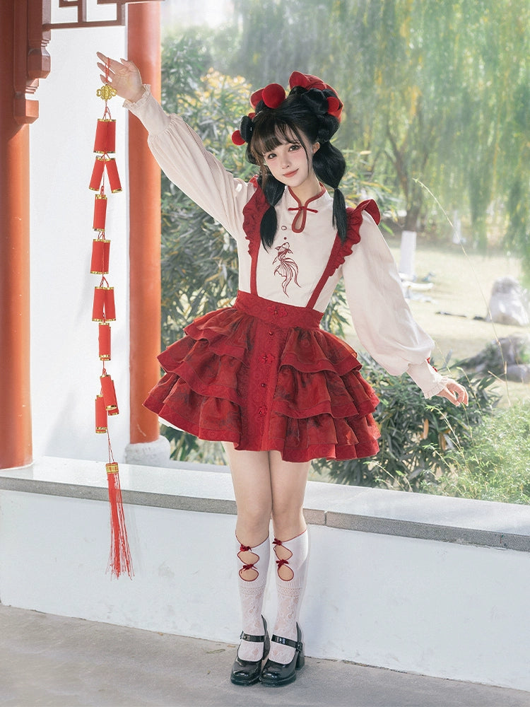 Red Chinese Dress with Embroidery WIT0017