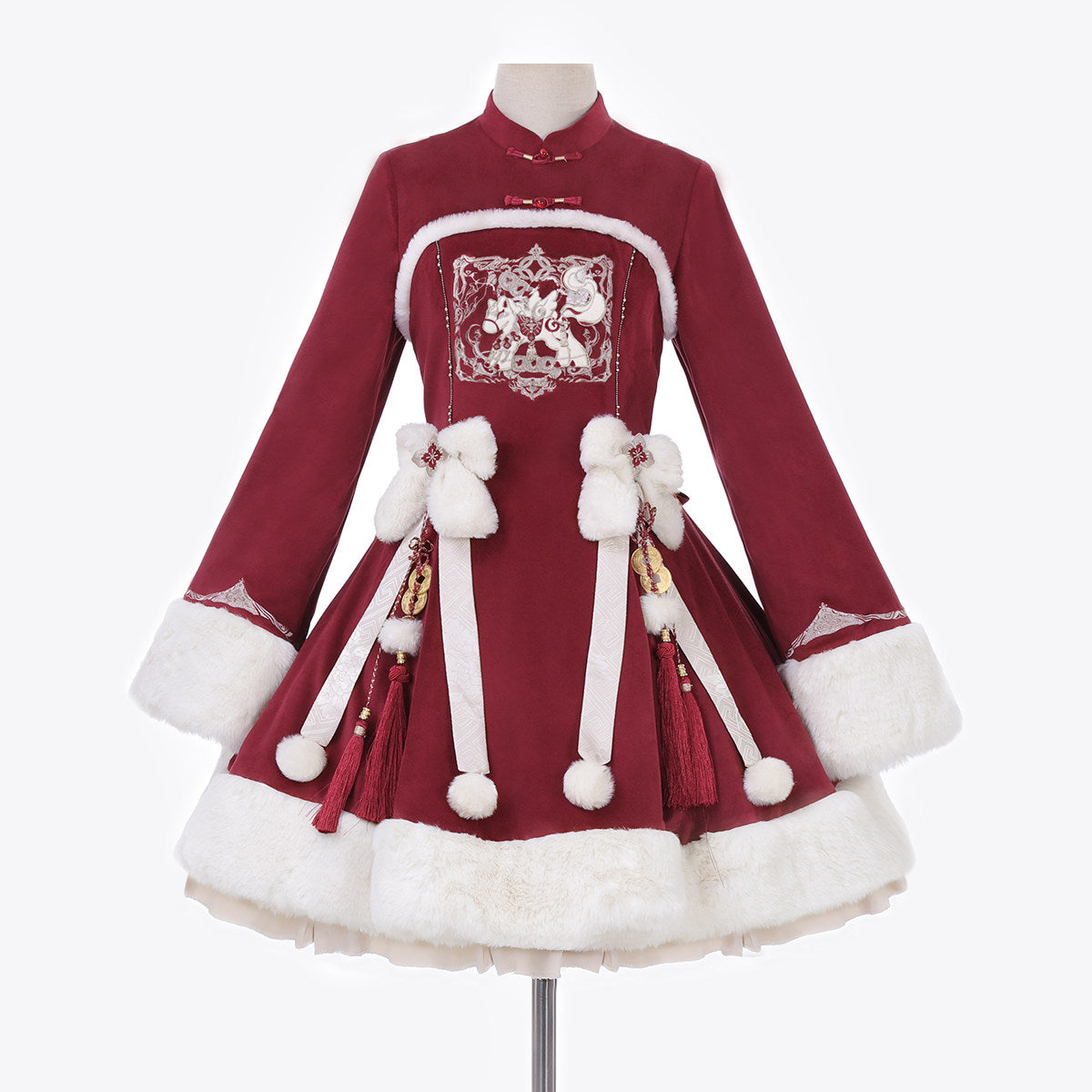 Chinese Style Red Lolita Cape Dress Set YOU0316
