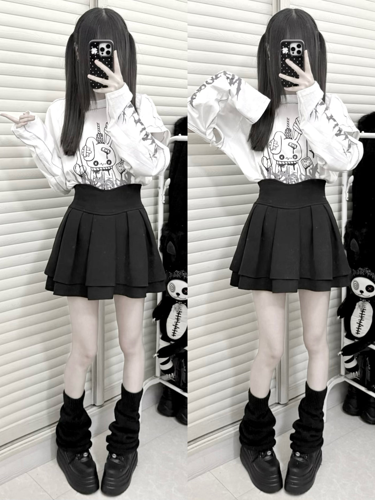 Oversized Gothic Graphic Print Drop Shoulder Tee KAN0011