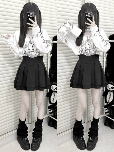 Oversized Gothic Graphic Print Drop Shoulder Tee KAN0011
