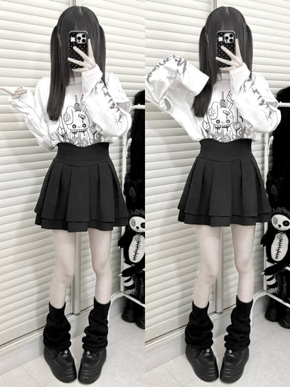 Oversized Gothic Graphic Print Drop Shoulder Tee KAN0011