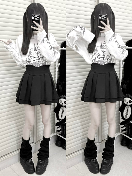 Oversized Gothic Graphic Print Drop Shoulder Tee KAN0011