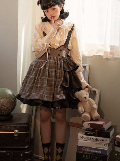 Side Open Suspender Skirt & Lolita Shirt SWE0009