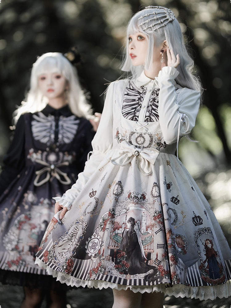 White & Black Twin Pair Gothic Lolita Dress CHE0025