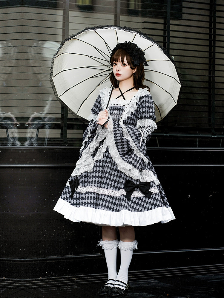 Diamond Shape Long Sleeve Lolita Dress WIT0020