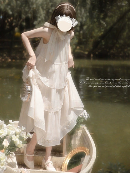 White Light Lolita Sleeveless Dress HUT0045