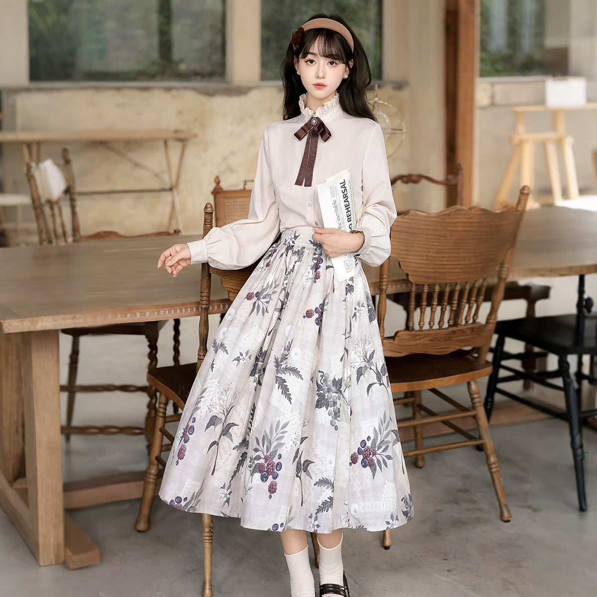 Vintage Floral Skirt Coat And Vest Set YOU0324