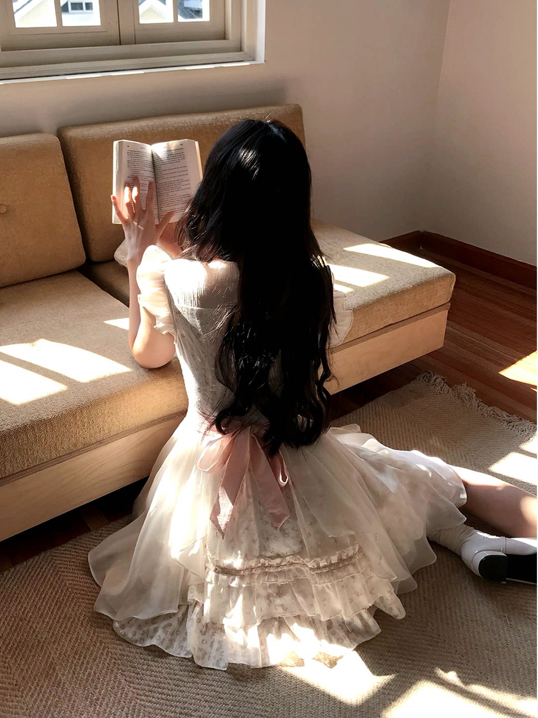 Floral Lace Ruffle Collar Tiered Dress LAL0170