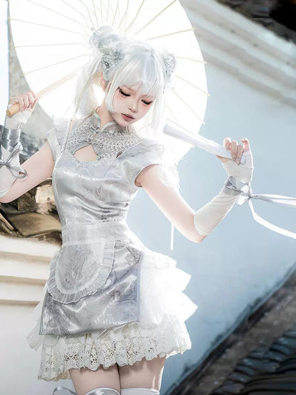 Chinese-Style Lolita Silver Moon Maid Apron Dress YOU0165