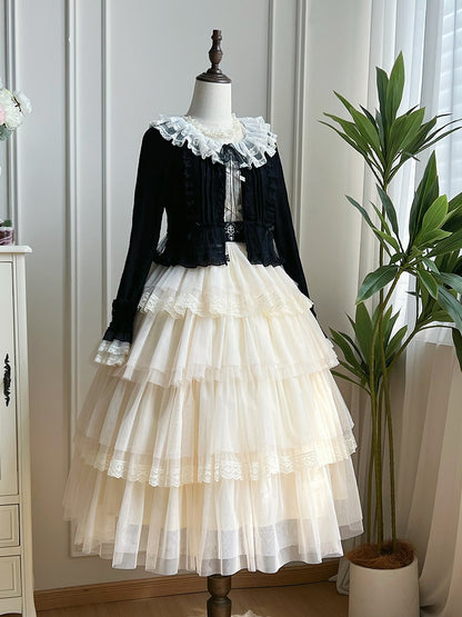 Ruffle Collar Lace Trim Cardigan WIT0300