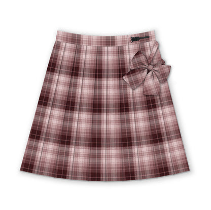Dusty Rose Plaid Pleated Skirt TEA0042