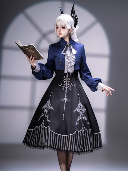 Gothic Lolita Skeleton Embroidered Jacket Dress Set YOU0268
