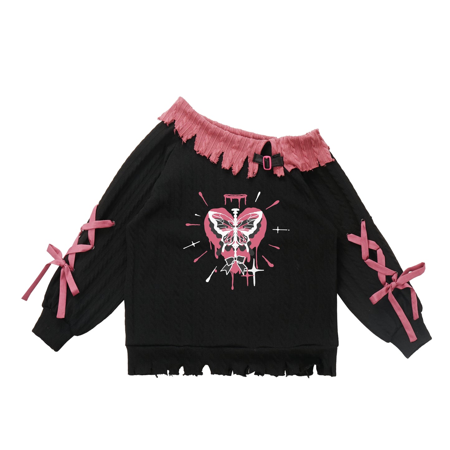 Butterfly Design Knitwear Subculture Two-piece Set PIN0019