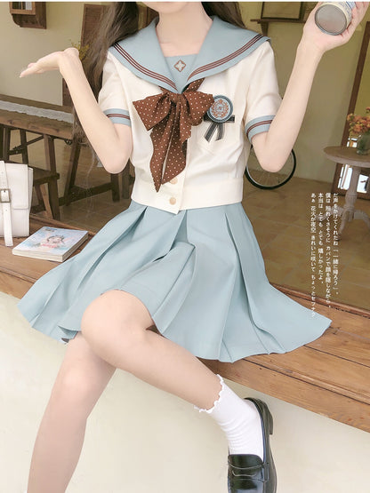 White Sailor Tops & Pleated Skirt HUT0086