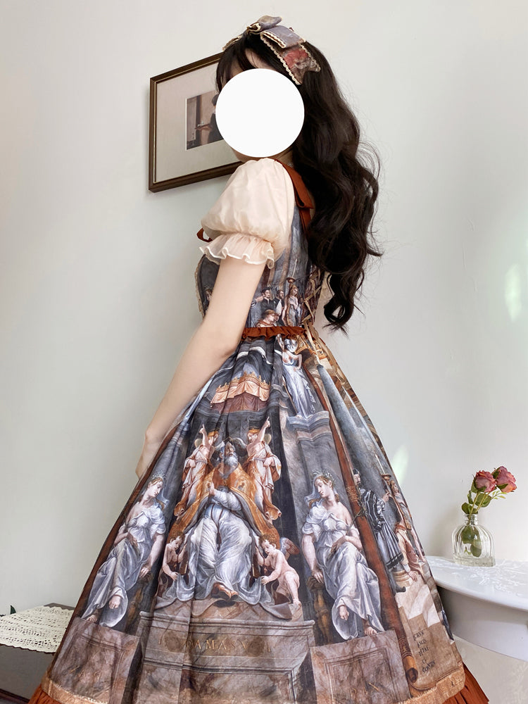 Western Painting Print Classical Lolita Princess Dress SPR0009