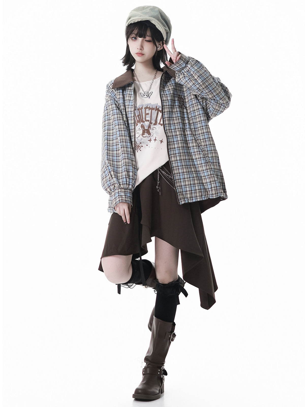 Reversible Plaid Jacket Workwear Set PIN0066