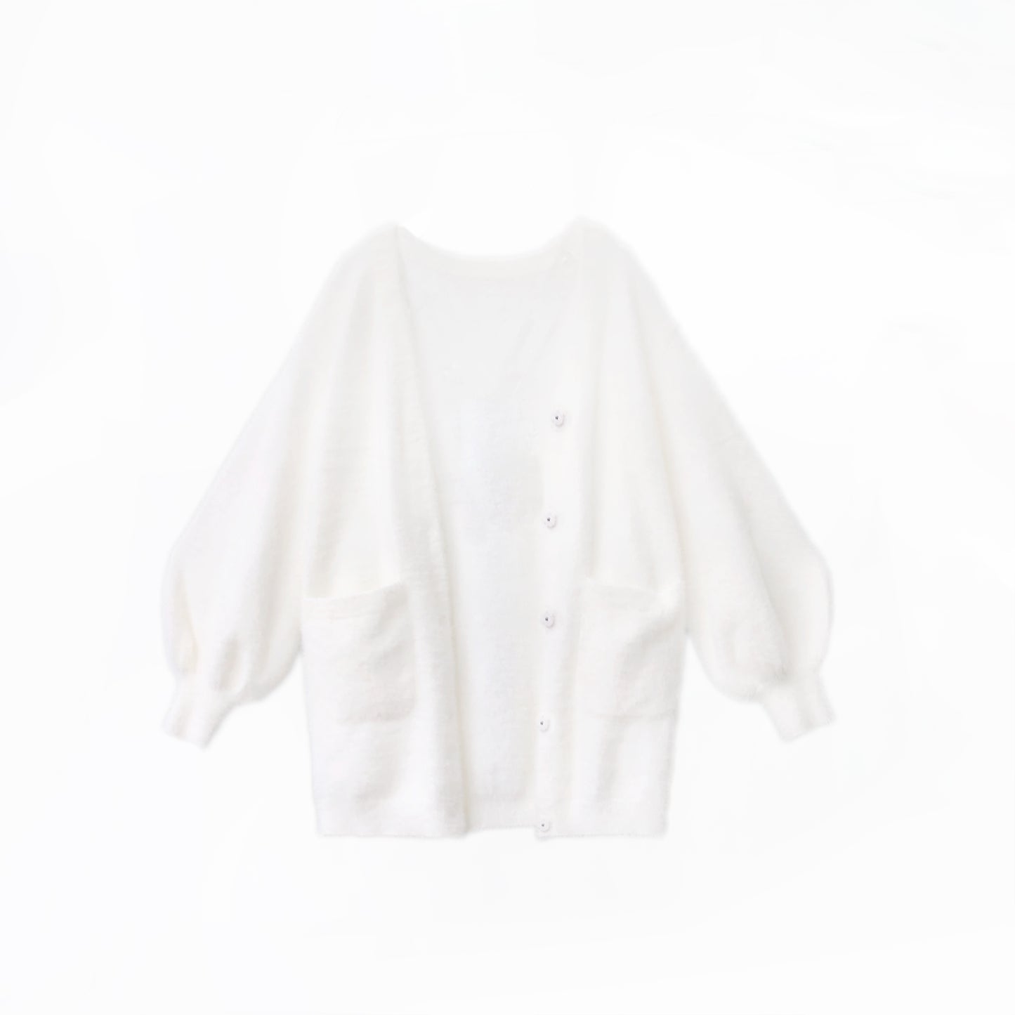 Fluffy White Long Cardigan HUT0029