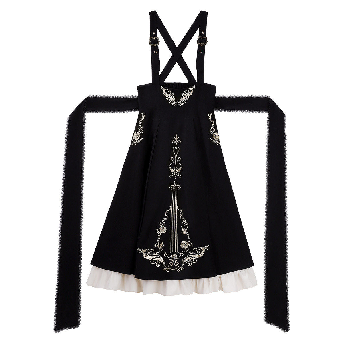 Gothic Violin Embroidered Suspender Dress Set YOU0231