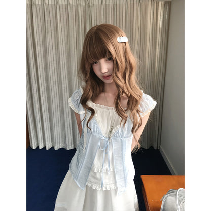 Sheer Ribbon Tie Cropped Camisole Top LAL0203
