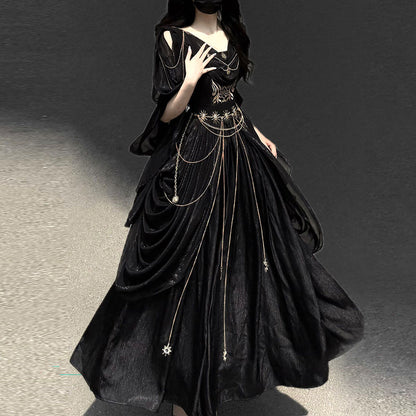 Dark Gothic Chain Embellished Dress YOU0317