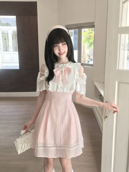 Off Shoulder Ruffle Lace Skirt Set LAL0229