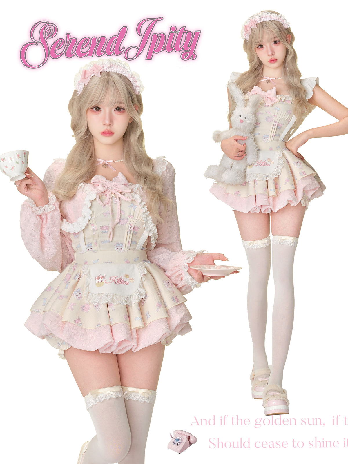 Kitten Embroidered Ruffle Suspender Top SER0166