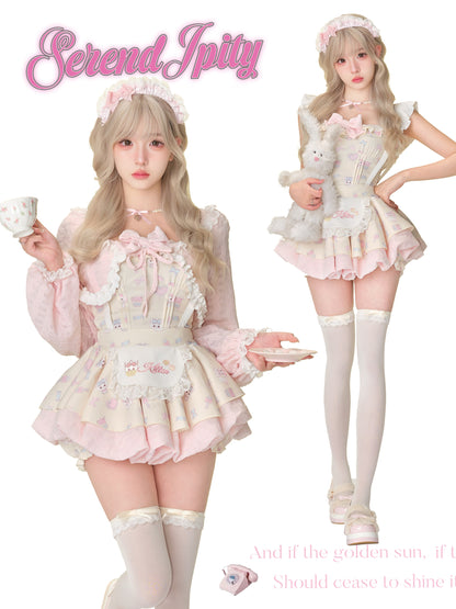 Kitten Embroidered Ruffle Suspender Top SER0166