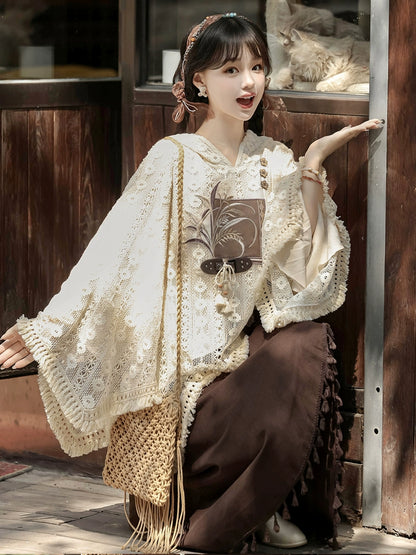 Chinese-Style Lace Blouse Round Dress YOU0192