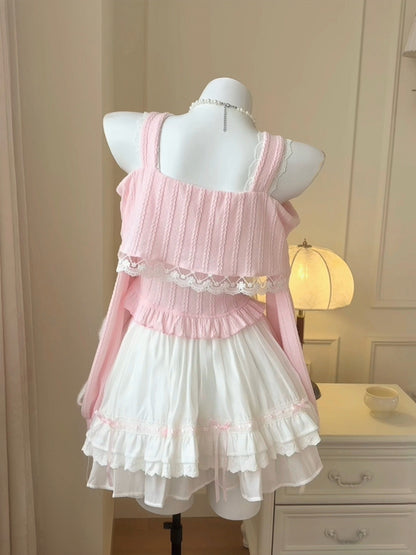 Off Shoulder Bow Ruffle Camisole Top LAL0157