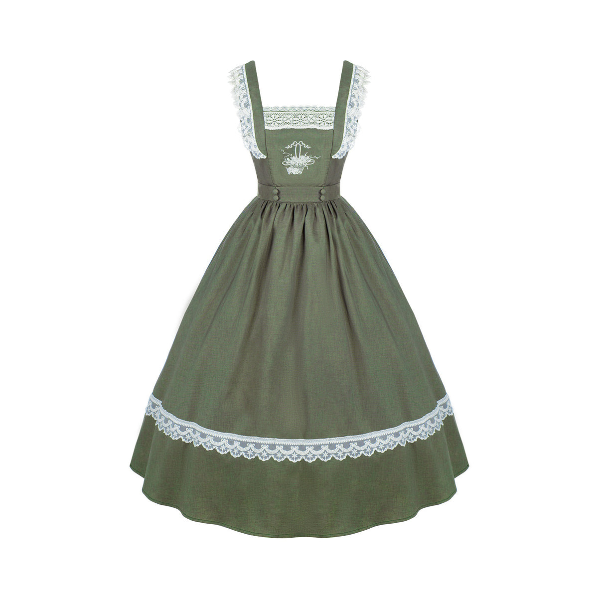 Rose Basket Embroidered Pinafore Dress WIT0302